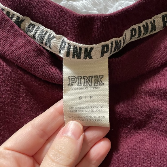 Victoria’s Secret PINK maroon, long sleeve T-shirt, size small SKU 209 - Picture 2 of 6